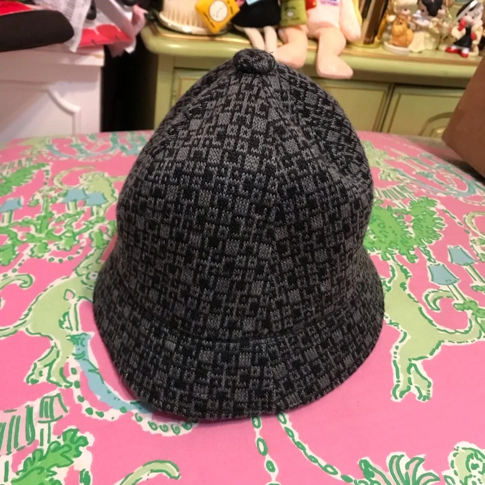 KANGOL BLACK GRAY ESCHER CHECK BUCKET HAT Youth size medium_3
